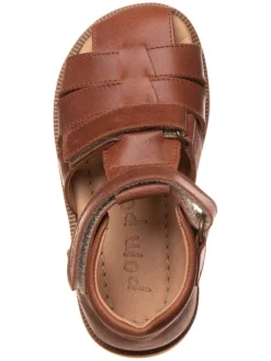POM POM Sandalen·Halbsandalen^Leder-Halbsandalen in Hellbraun