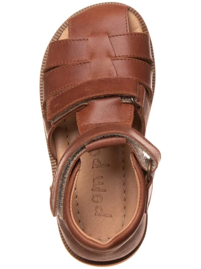 POM POM Sandalen·Halbsandalen^Leder-Halbsandalen in Hellbraun