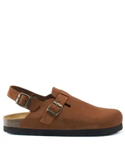 Leder-Halbsandalen in Hellbraun>Mandel Sale