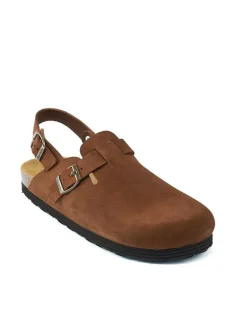 Leder-Halbsandalen in Hellbraun>Mandel Sale