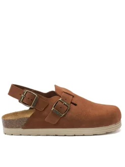 Leder-Halbsandalen in Hellbraun>Mandel Sale