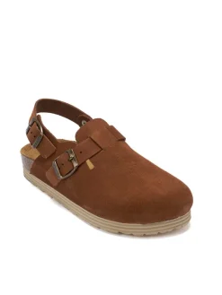 Leder-Halbsandalen in Hellbraun>Mandel Sale