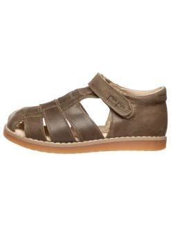 Leder-Halbsandalen in Khaki>POM POM Clearance