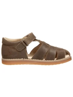Leder-Halbsandalen in Khaki>POM POM Clearance