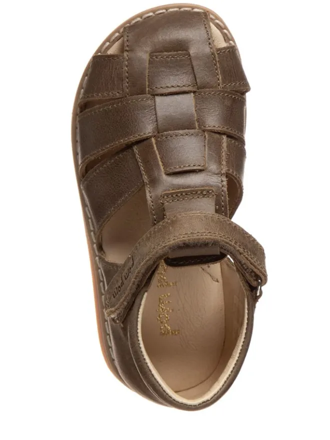 Leder-Halbsandalen in Khaki>POM POM Clearance