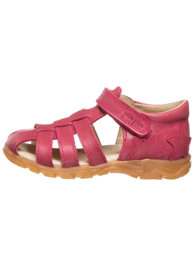 Leder-Halbsandalen in Pink>POM POM