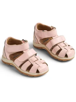 Leder-Halbsandalen in Rosa>Wheat