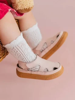 Leder-Halbsandalen in Rosa>First Step New