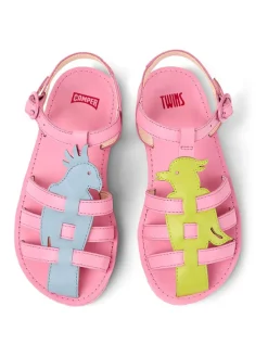 Leder-Halbsandalen in Rosa><noscript><img width=