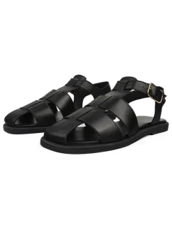 loft37 Sandalen^Leder-Halbsandalen in Schwarz