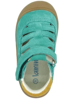 Leder-Halbsandalen in Türkis><noscript><img width=