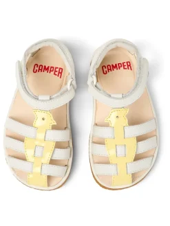 Camper Sandalen^Leder-Halbsandalen in Weiß/ Gelb