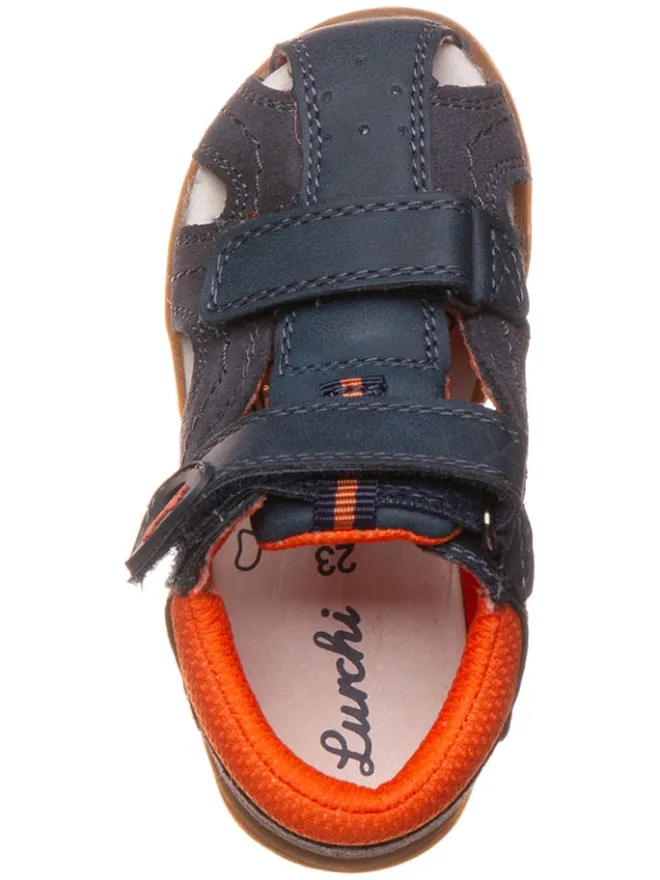 Leder-Halbsandalen "Jonathan" in Dunkelblau/ Orange>Lurchi Discount