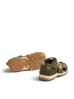 Leder-Halbsandalen "Mingi" in Khaki>Wheat Online