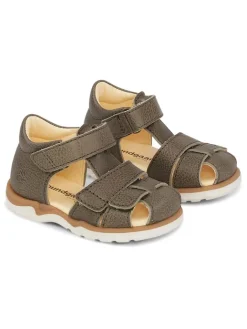 Leder-Halbsandalen "Sofus" in Khaki>Bundgaard Hot