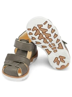 Leder-Halbsandalen "Sofus" in Khaki>Bundgaard Hot