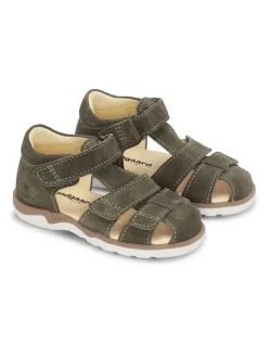 Leder-Halbsandalen "Sofus" in Khaki>Bundgaard Online