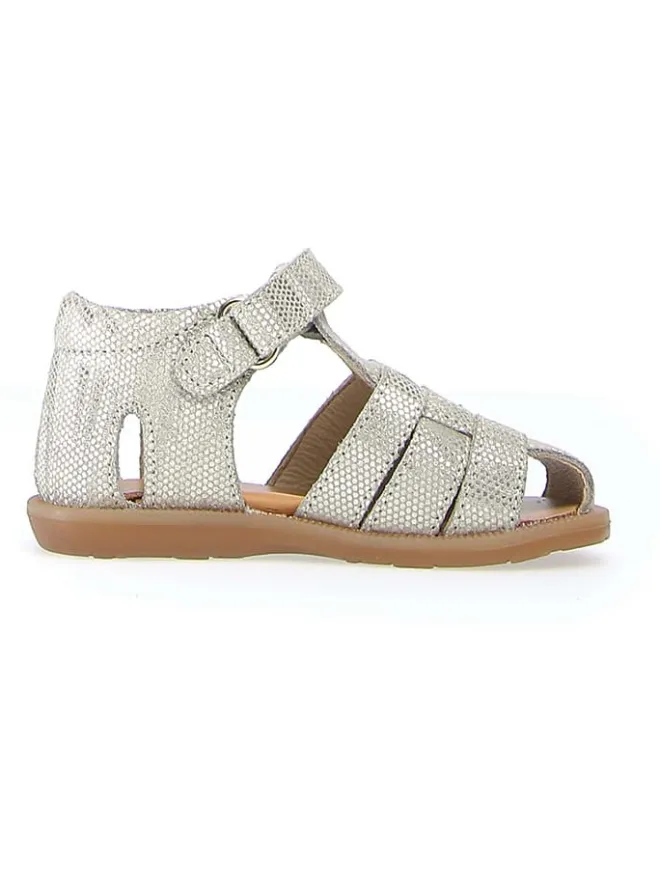 Leder-Halbsandalen "Zaffiro" in Silber>Naturino Best