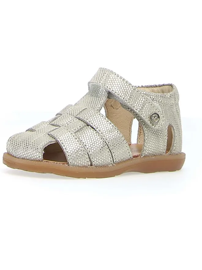 Leder-Halbsandalen "Zaffiro" in Silber>Naturino Best