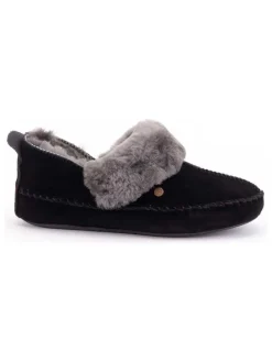 Leder-Hausschuhe "Barrine" in Schwarz>Warmbat Online