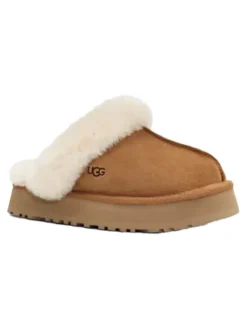 UGG Hausschuhe|Clogs & Pantoletten^Leder-Hausschuhe "Disquette" in Hellbraun