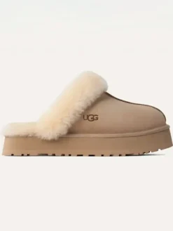 UGG Hausschuhe|Clogs & Pantoletten^Leder-Hausschuhe "Disquette" in Beige