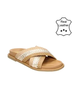 Leder-Hausschuhe in Beige/ Hellbraun>Bullboxer