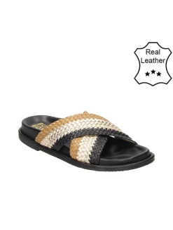Bullboxer Hausschuhe^Leder-Hausschuhe in Beige/ Schwarz