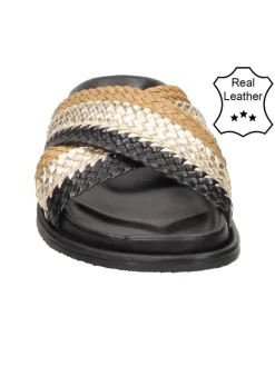 Bullboxer Hausschuhe^Leder-Hausschuhe in Beige/ Schwarz