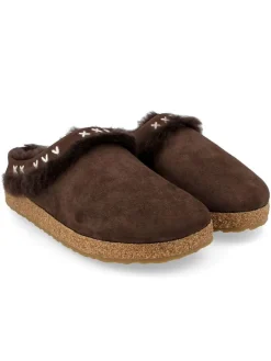 Leder-Hausschuhe in Dunkelbraun>HAFLINGER Sale