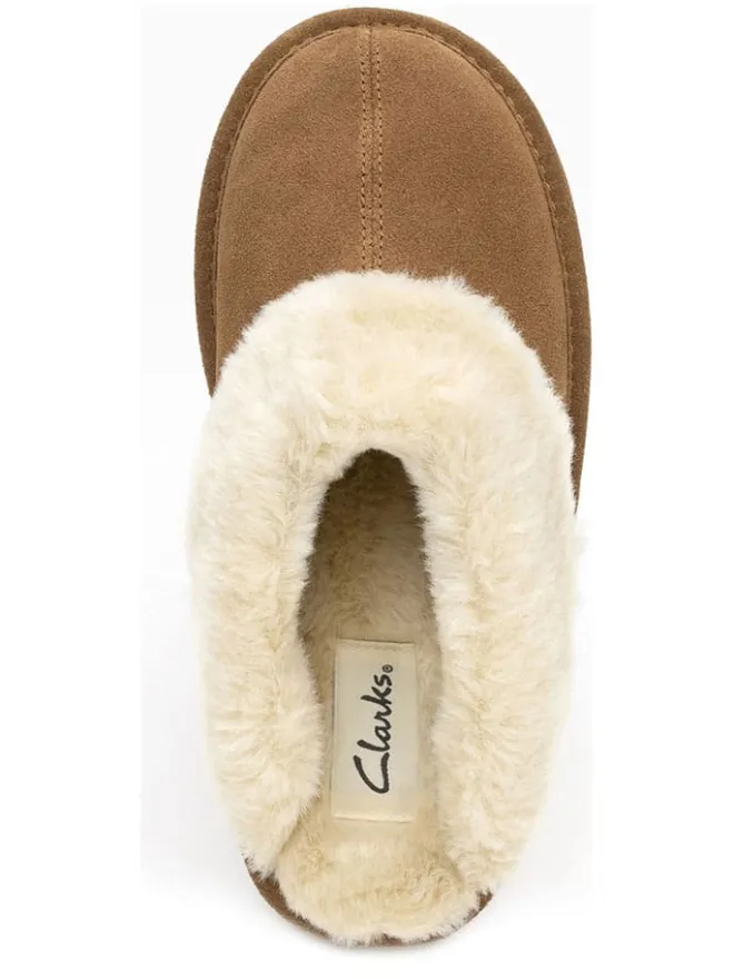 Leder-Hausschuhe in Hellbraun>Clarks Discount