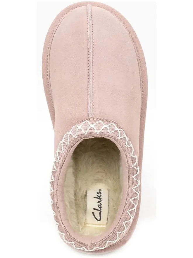 Clarks Hausschuhe|Clogs & Pantoletten^Leder-Hausschuhe in Rosa