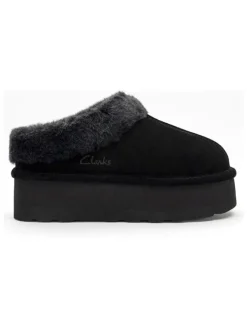 Leder-Hausschuhe in Schwarz>Clarks Discount