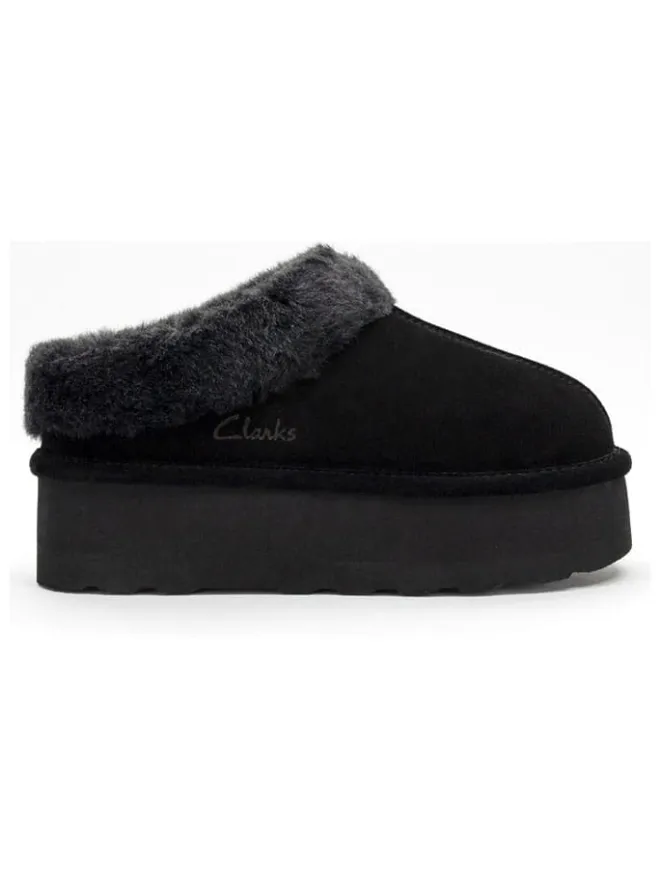 Leder-Hausschuhe in Schwarz>Clarks Discount
