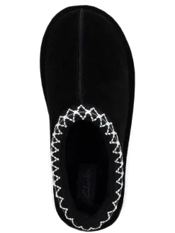 Clarks Hausschuhe|Clogs & Pantoletten^Leder-Hausschuhe in Schwarz