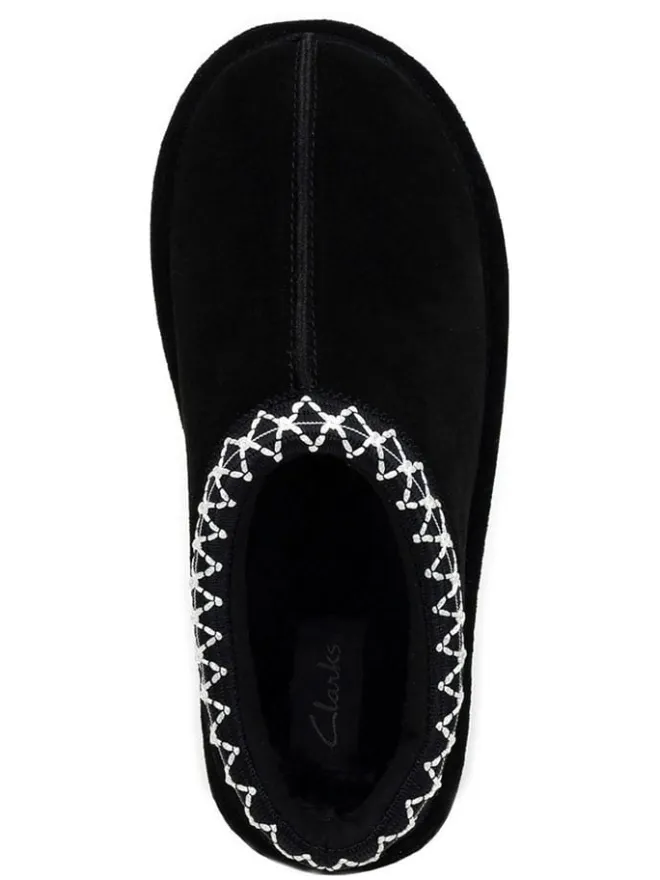 Clarks Hausschuhe|Clogs & Pantoletten^Leder-Hausschuhe in Schwarz