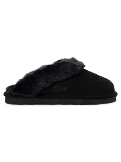 Clarks Hausschuhe|Clogs & Pantoletten^Leder-Hausschuhe in Schwarz