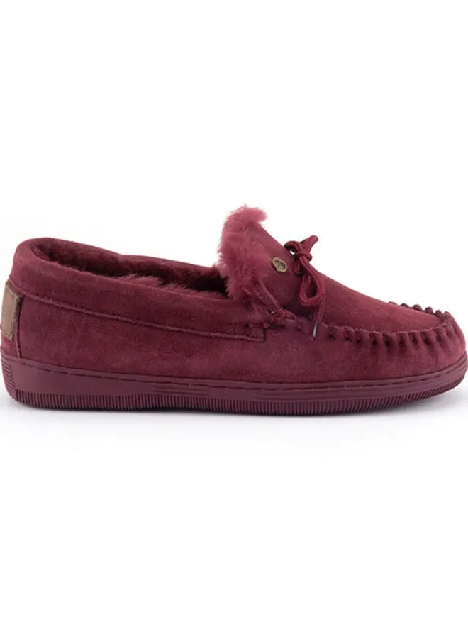 Leder-Hausschuhe "Koala" in Rot>Warmbat Outlet