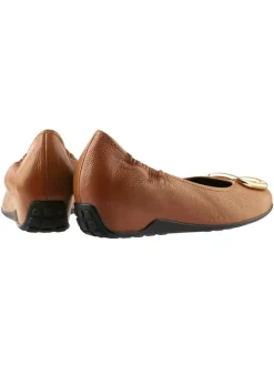 Leder-Keilballerinas in Hellbraun><noscript><img width=
