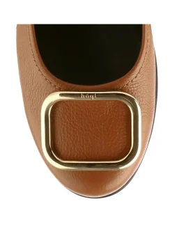 Leder-Keilballerinas in Hellbraun><noscript><img width=