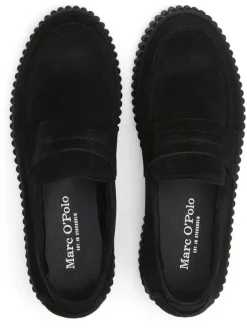 Leder-Keilmokassins in Schwarz><noscript><img width=