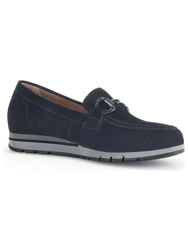 Gabor Halbschuhe^Leder-Keilmokassins in Schwarz