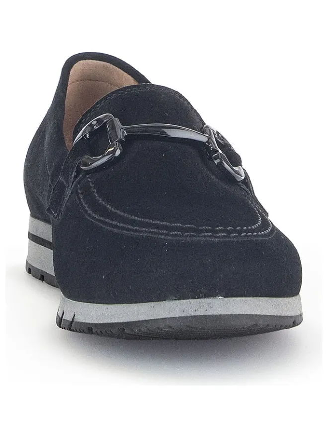 Gabor Halbschuhe^Leder-Keilmokassins in Schwarz