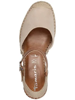 Leder-Keilpumps in Beige><noscript><img width=