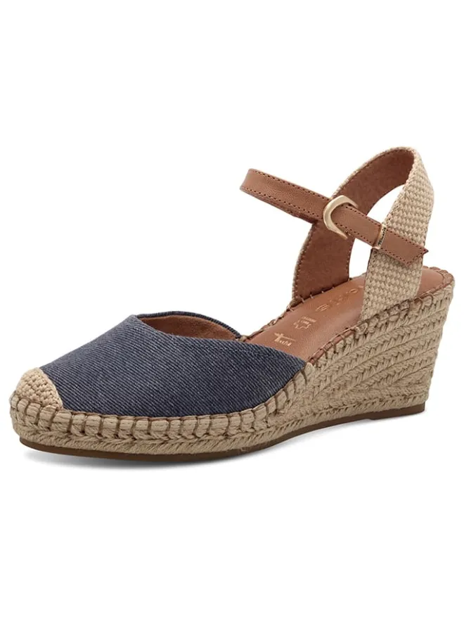 Tamaris Halbschuhe^Leder-Keilpumps in Blau