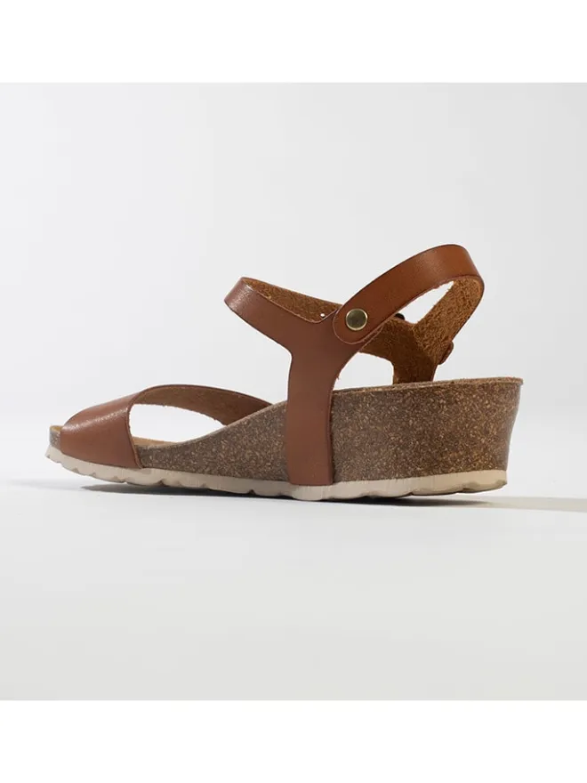 Leder-Keilsandaletten "Calabria" in Hellbraun>BACKSUN New