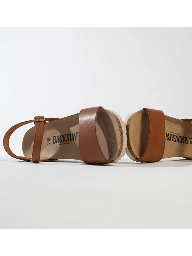 Leder-Keilsandaletten "Calabria" in Hellbraun>BACKSUN New