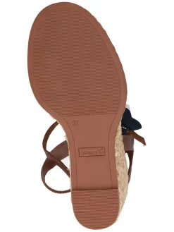 Leder-Keilsandaletten in Braun/ Gold><noscript><img width=