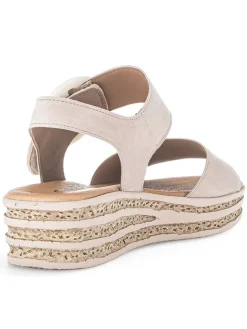 Leder-Keilsandaletten in Beige><noscript><img width=