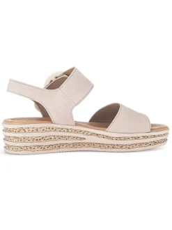 Leder-Keilsandaletten in Beige><noscript><img width=
